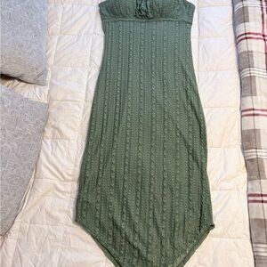 No Boundaries Olive Green Strapless Maxi Dress